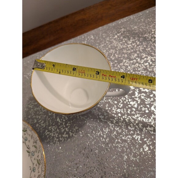 English Castle Bone China Vtg Footed Teacup & Saucer Blueberry Leaf Gold Trim - Picture 11 of 11